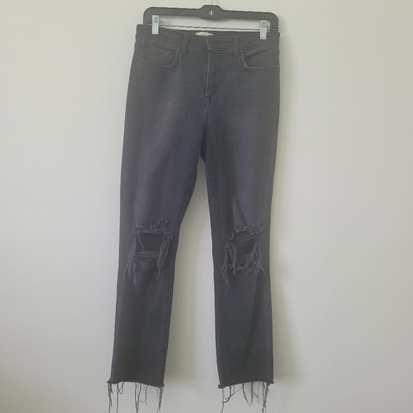 L'agence Audrina Straight Leg crop Jean in Vintage Black Worn Destruct Size 28 - Picture 5 of 16